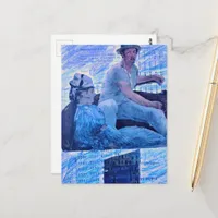 The Boat Ride mixed media collage man and woman Postcard