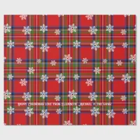 Red Tartan Snowflake Personalized Christmas Wrapping Paper
