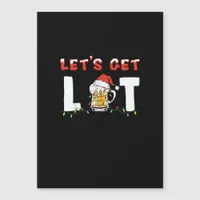 Let's Get Lit Drinking Beer Santa Hat Christmas Li