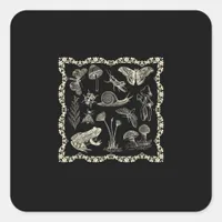 Cottagecore Aesthetic Frog And Mushroom Goblincore Square Sticker