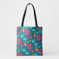 Herbal Leaf Junk Food and Aliens Tote Bag