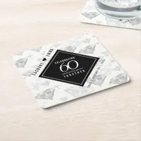 Elegant 60th Diamond Wedding Anniversary Square Paper Coaster