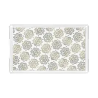 Retro Silver Gold Flower Pattern Acrylic Tray