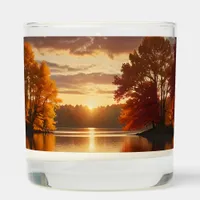 Fall woods sunset lake orange brown scented candle