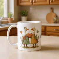 Happy Valentine's Day Charming Geese Coffee Mug