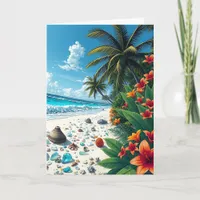 Pretty Tropical Beach Scene | Happy Birthday Card