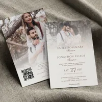 2 Photos Overlay QR Code Formal Wedding  Invitation