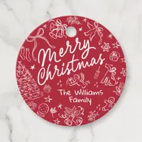 Red Merry Christmas Hand Draw Favor Tags