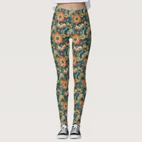 Retro Floral Pattern Leggings