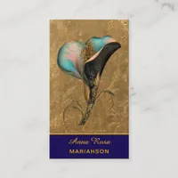 *~* AP98 Elegant Flower Gold 2  Rich  QR Floral  Business Card