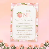 One Sweet Peach 1st Birthday Invitation