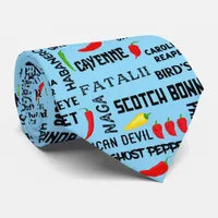 Hot and Spicy Chilli Pepper Names Pattern Neck Tie