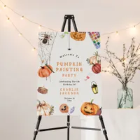 Halloween Pumpkin Painting Birthday Welcome Sign