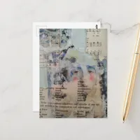 Abstract Clown Face Grunge Collage Postcard