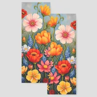 Wildflowers Bright Colors Pink Red Blue Two-sided Bookmarks