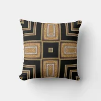 Cross Art Deco Black Gold Cushion Pillow