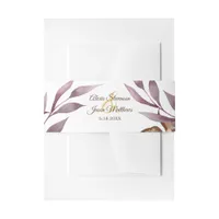 Elegant Peach Pink Floral Script Ampersand Wedding Invitation Belly Band