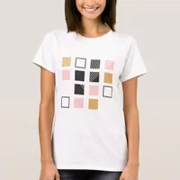 Abstract Squares Pink Black Tan White T-Shirt