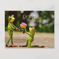 Funny Frogs Wedding RSVP with photo Invitation Postcard