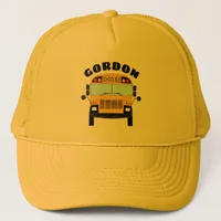 Yellow School Bus Driver with Name Thank You Trucker Hat