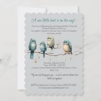 Whimsical Birds on Branches  Pastel Baby Shower Invitation