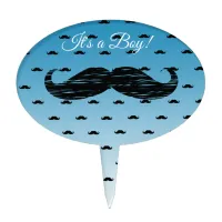 Mustache Blue Edible Baby Shower Cupcake Topper