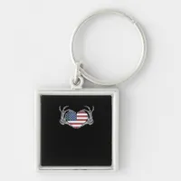 American Flag Heart Fitted Keychain