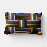 Pillow - Woven Rainbow Colored Ribbons