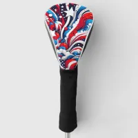 Red, White and Blue Abstract US Flag Patriotic  Golf Head Cover