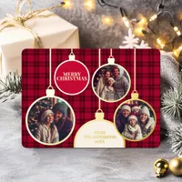 Christmas Plaids Family Photo Foil Red Foil Holiday Card