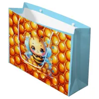 Cute Honey bee and Honeycomb Themed Baby Shower Large Gift Bag