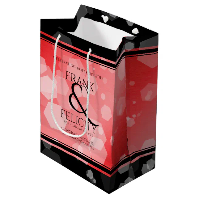 Elegant 40th 80th Ruby Wedding Anniversary Medium Gift Bag