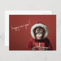 Orangutan Santa Happy New Year Postcard
