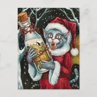 Adorable Christmas Vampire Grey Cat Fairy Postcard