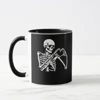Skeleton Heart Hands Sign Halloween Costume Trendi Mug