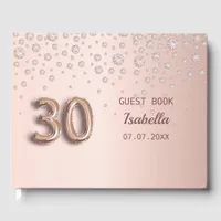 30th birthday rose gold blush diamonds glamorous guest book