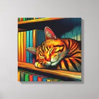 Sleepy Comic Book Style Cat Sleeping Canvas Print