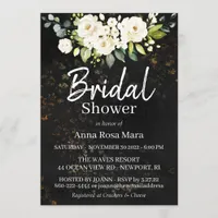 *~* Watercolor White Rose Bridal Shower Rustic Invitation