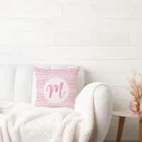 Custom Name Cute Girly Pretty Pink White Pattern  Throw Pillow