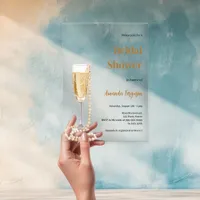 Bubbly lunch prosecco pearls Bridal Shower clear Acrylic Invitations