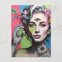 Beautiful Woman With Third Eye Postcard