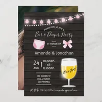 Rustic backyard Beer and Diaper Baby Girl Shower Invitation