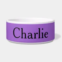 Custom Personalized Name Photo Art Purple Pet Bowl