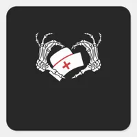 Skeleton Hand Heart Lazy Diy Halloween Costume Nur Square Sticker