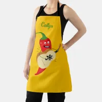 Spicy Red Chili Pepper Playing Guitar Fun Apron