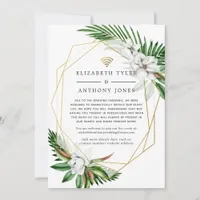 Tropical Floral Geometric Virtual Wedding Guests Announcement