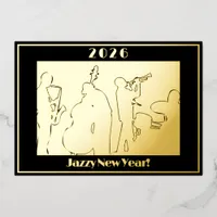 2026 Jazzy New Year Gold Foil Greetings Card