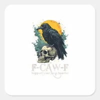 Crow F-Caw-F Funny Skull Moon Design Square Sticker