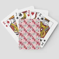 Doodle Art Style Red Pink Roses Hearts Valentine's Poker Cards