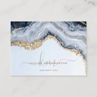 Chic Blue Agate Geode Gold Nuggets Business Card